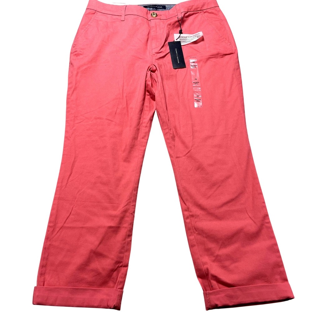 Tommy Hilfiger Pants Womens 12 Pink Hampton Heritage Chino Cuffed Twill NEW